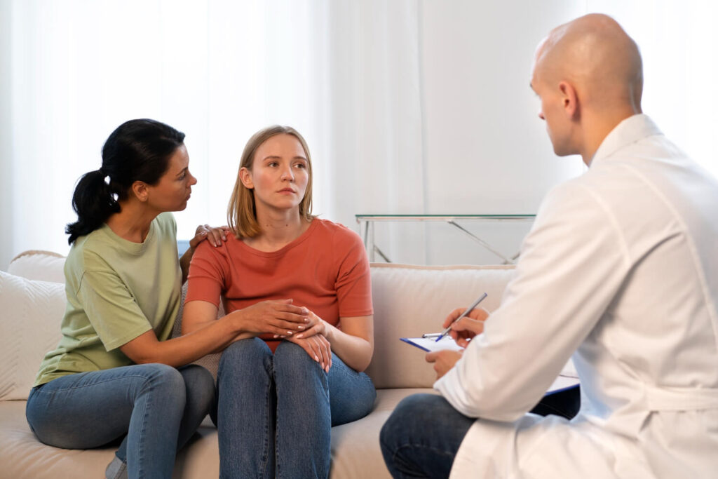 Young woman in a therapy session