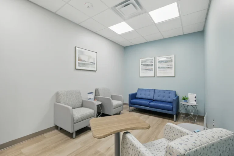 Calm, modern mental health breakout room.