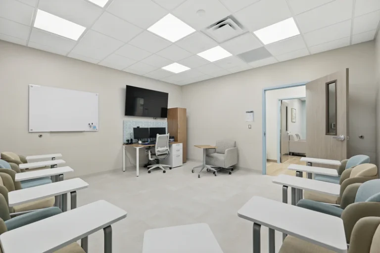 Modern consultation room with desks.