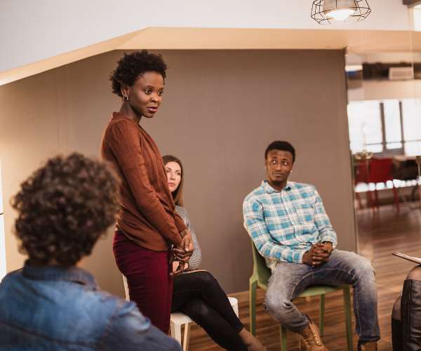 Young adult group therapy session