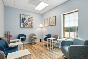 Young adult mental health group therapy room