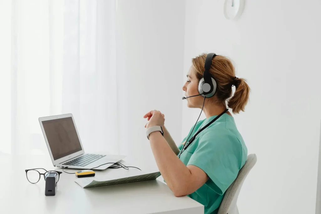 nurse on virtual call