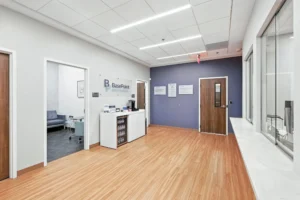 Reception and hallway view inside BasePoint BreakThrough Arlington